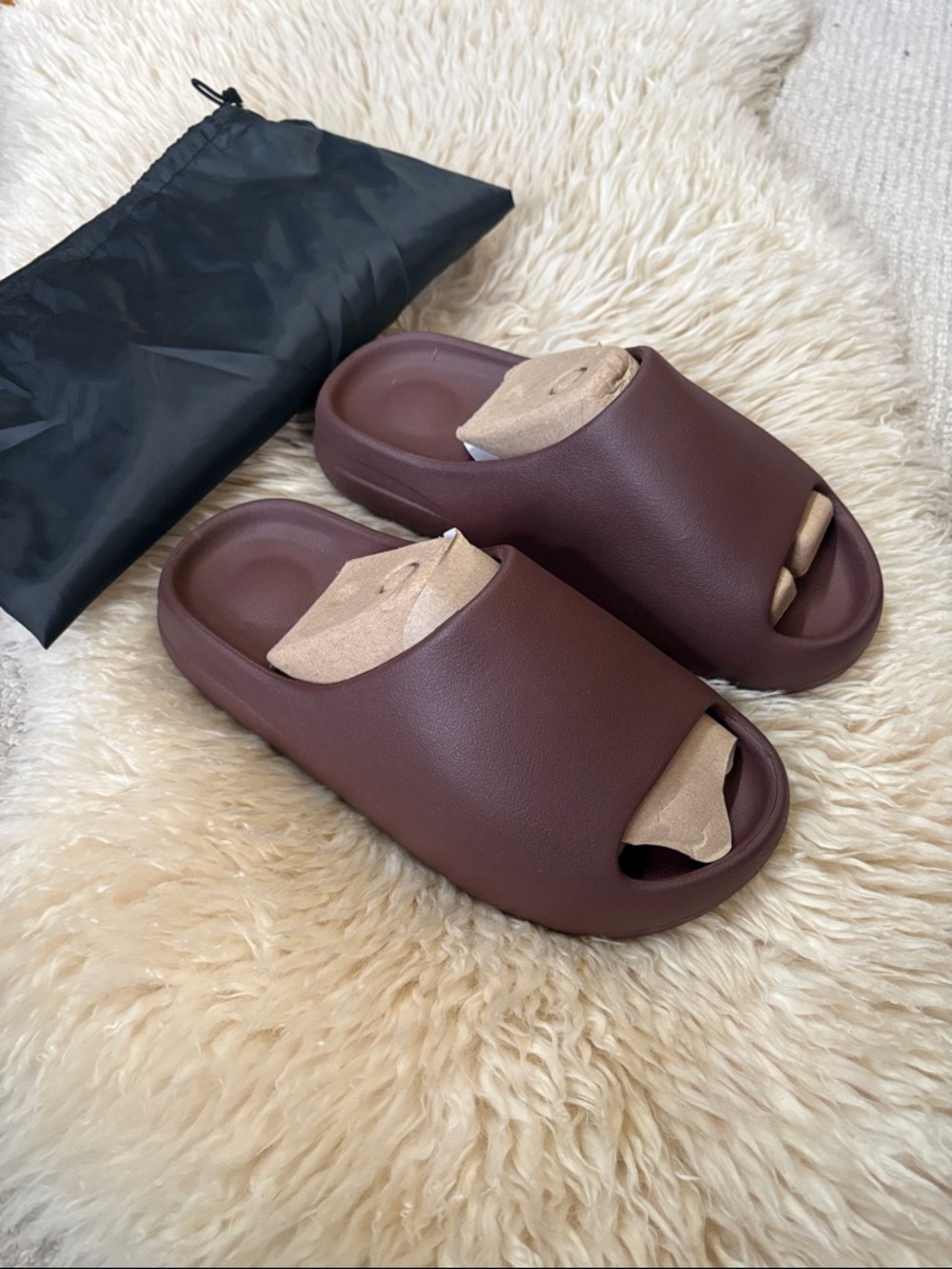 Minimalist Slide Sandals in Deep Brown/yeezy